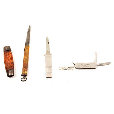 Lot 203 - A 19th century Swedish folding barrel pocket knife, and two others.