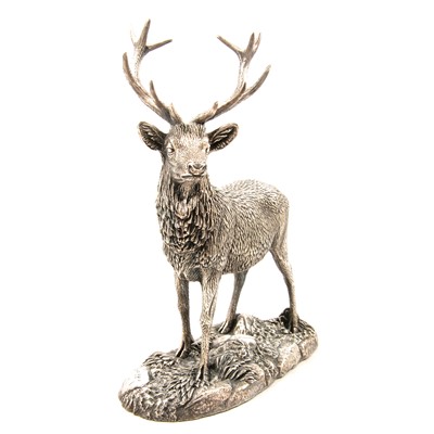 Lot 287 - Silver-filled model of a stag, Heredities Ltd, Sheffield 1986.