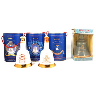 Lot 252 - Ten Bell's blended Scotch whisky decanters - Royal commemoratives