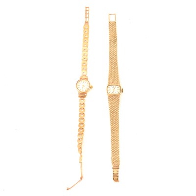 Lot 356 - Two vintage ladies' 9 carat gold bracelet wristwatches.