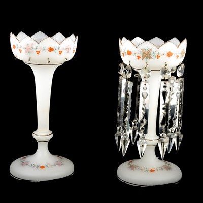 Lot 37 - Pair of Victorian opaque glass lustres