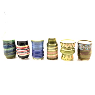 Lot 40 - Collection of Iden pottery, Rye Sussex, decorative vases, beakers, etc.