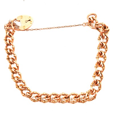 Lot 267 - A 9 carat rose gold fancy link bracelet.