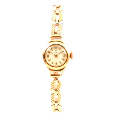 Lot 381 - Roidor - a lady's 9 carat yellow gold bracelet watch.