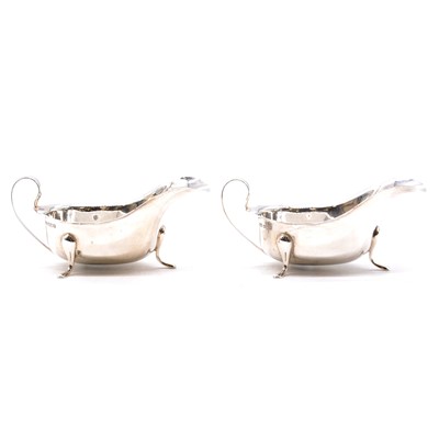 Lot 180 - Pair of silver sauce boats