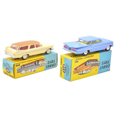 Lot 138 - Corgi Toys model, two including 220 Chevrolet Impala and 219 Plymouth Sports