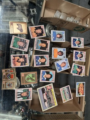 Lot 215 - Collection of 1978 Panini football cards, trade cards, stamps, coins.