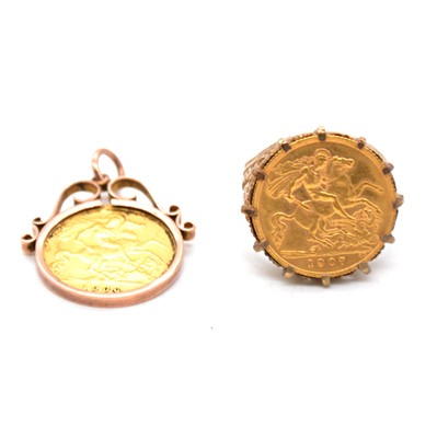 Lot 125 - A Gold Half Sovereign Coin ring and pendant.