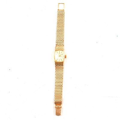 Lot 374 - Omega - a lady's 9 carat yellow gold bracelet watch.