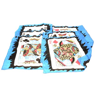 Lot 221 - Six silk magician's playing card scarves/handkerchiefs.