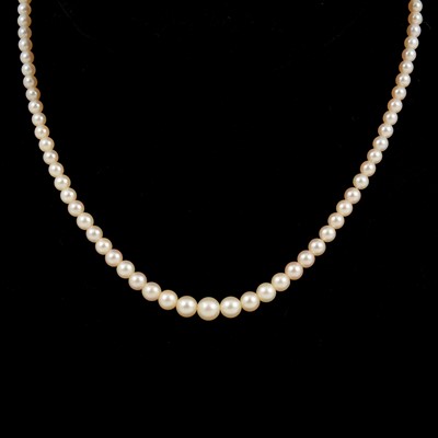 Lot 282 - A cultured pearl necklace with diamond clasp.