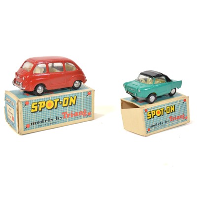 Lot 80 - Tri-ang Spot-on Toy models, two including 120 Fiat Multipla, red body; 119 Friskysport