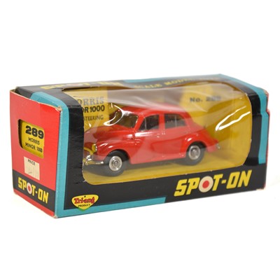 Lot 81 - Tri-ang Spot-on Toy model 289 Morris Minor 1000, red body, boxed.