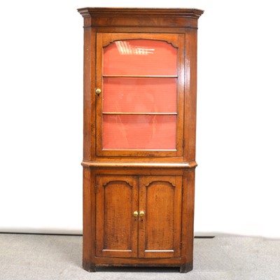 Lot 467 - George III oak freestanding corner cupboard