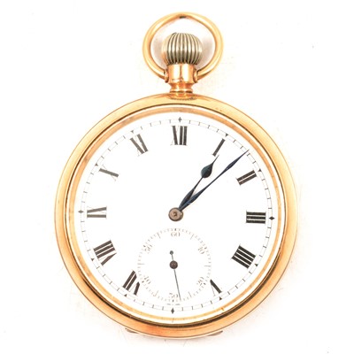 Lot 327 - A 9 carat yellow gold open face pocket watch.