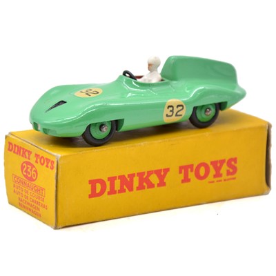 Lot 25 - Dinky Toys model 236 Connaught racing car, green body no.23, boxed.