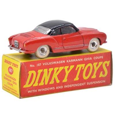 Lot 46 - Dinky Toys model 187 Volkswagen Karmann Ghia Coupe, red body, black roof, boxed.