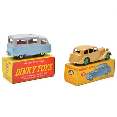 Lot 17 - Dinky Toys models, two including 151 Triumph 1800 Saloon; 295 Autobus Atlas, both boxed.