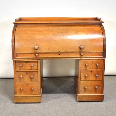 Lot 348 - Victorian mahogany cylinder front bureau