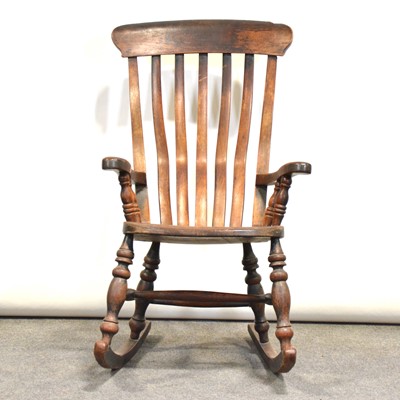 Lot 371 - Victorian elm and beech farmhouse rocking chair