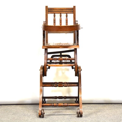 Lot 356 - Beech and walnut high chair