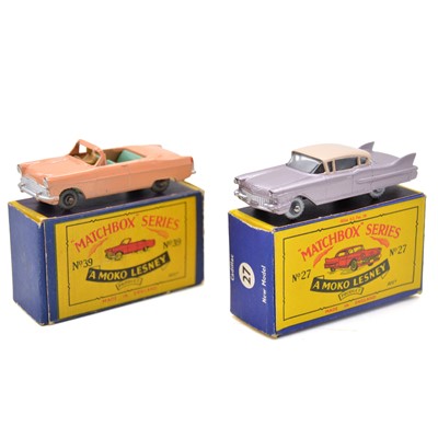 Lot 180 - Matchbox Series models, two including 27 Cadillac and 39 Ford Zodiac