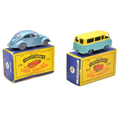 Lot 181 - Matchbox Series models, two including 70 Thames Estate Car and 25 Volkswagen Beetle