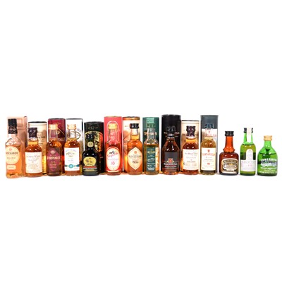 Lot 286 - Fourteen bottles of single malt whisky miniatures, mostly in tubes/ cartons