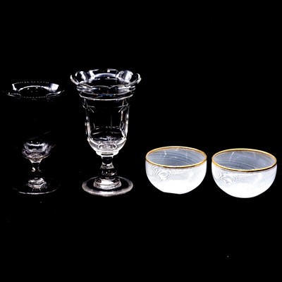 Lot 3 - Set of six 19th-century glass finger bowls, and two Victorian celery vases