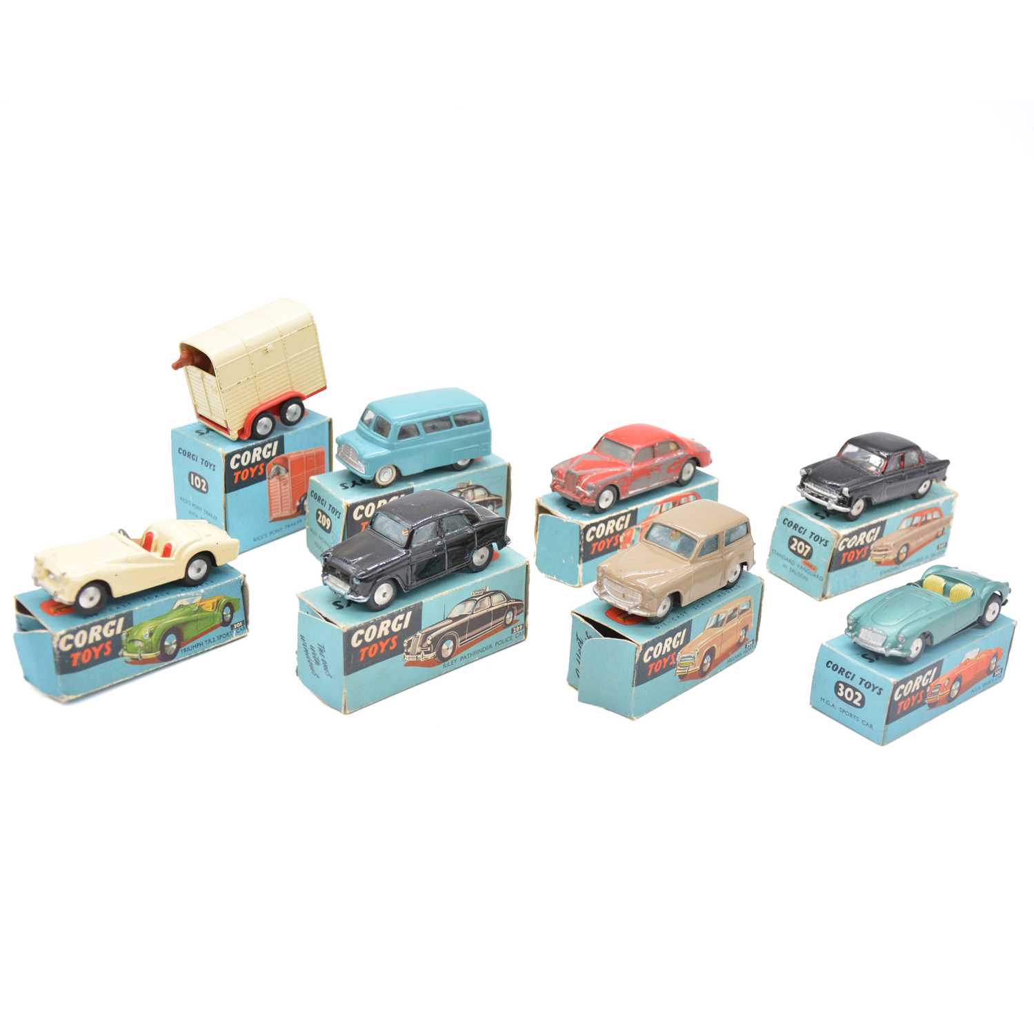 Lot 108 - Eight Corgi die-cast vehicles, some repainted, some incorrect boxes.