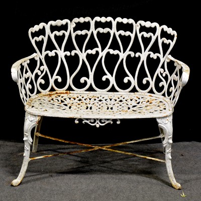 Lot 422 - Victorian style white painted metal garden seat