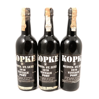 Lot 145 - Three bottles of Kopke Quinto St Luiz Port  1970