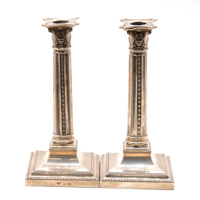 Lot 197 - Pair of silver candlesticks