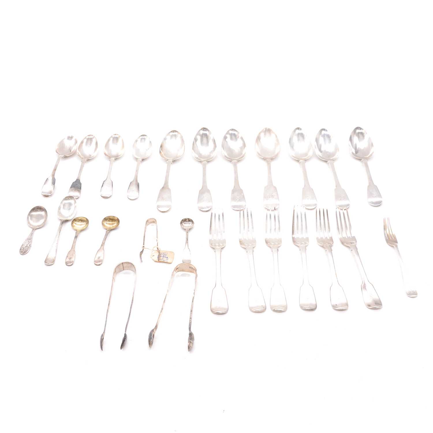 Lot 195 Quantity of silver cutlery,
