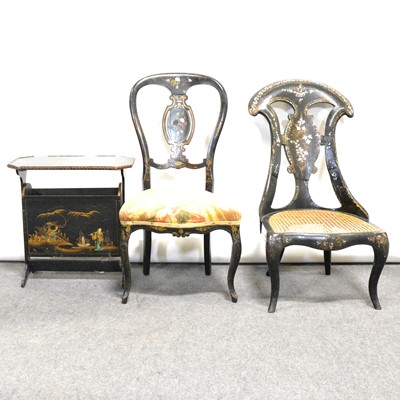 Lot 333 - Small collection of Victorian paper mache and inlaid furniture