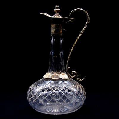 Lot 174 - Victorian silver plated and cut glass claret jug