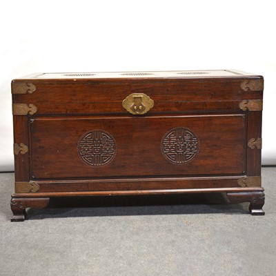 Lot 434 - Large Singapore teak and camphor wood chest