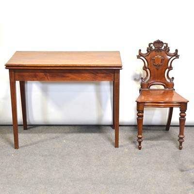 Lot 290 - George III mahogany tea table, and a hall chair