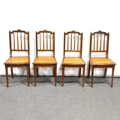 Lot 439 - Set of six French oak dining chairs