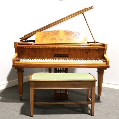 Lot 777 - Figured walnut baby grand piano