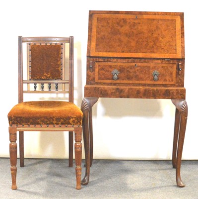 Lot 340 - Reproduction figured walnut lady's bureau