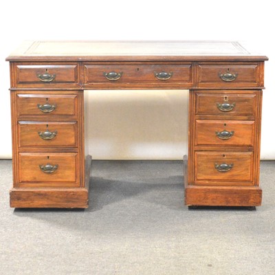 Lot 362 - Edwardian oak twin pedestal desk