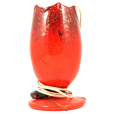 Lot 78 - Monart style ruby and gilt aventurine glass lamp