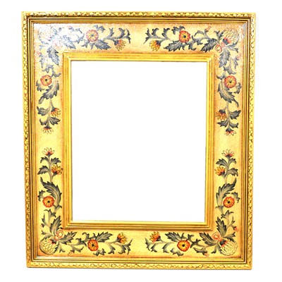 Lot 405 - Modern wall mirror, floral painted frame