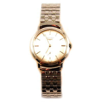 Lot 216 - Longines - a gentleman's vintage stainless steel wristwatch.