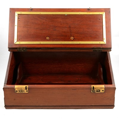 Lot 121 - Vintage mahogany medicine box, post box and a wooden cash tray