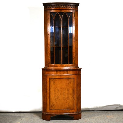 Lot 406 - Burr walnut freestanding corner cabinet