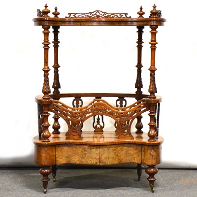 Lot 447 - Victorian burr walnut canterbury / whatnot