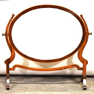 Lot 481 - Victorian mahogany oval toilet mirror