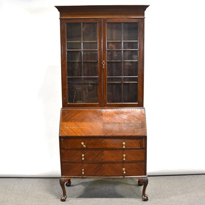 Lot 355 - Stained mahogany bureau bookcase